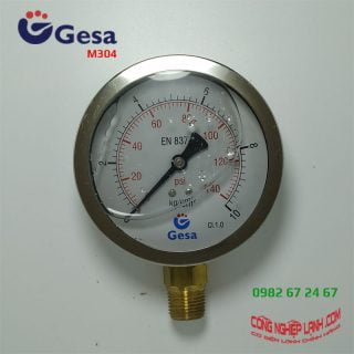 Đồng hồ áp suất Gesa M0304 Φ100R10BAR chân đồng thẳng