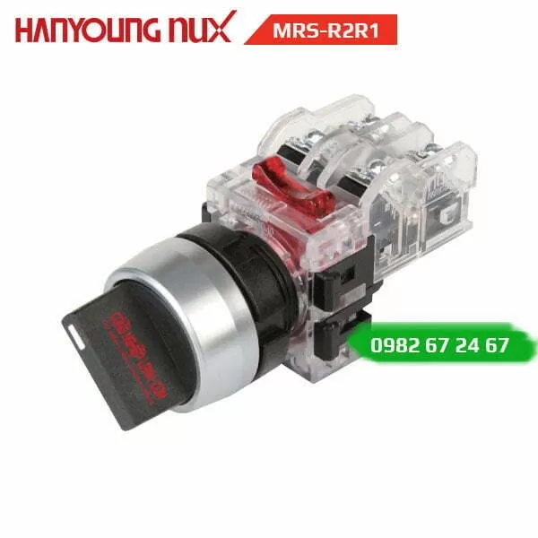 Công tắc xoay Hanyoung MRS-R2R1 - viền nhôm, 2 vị trí