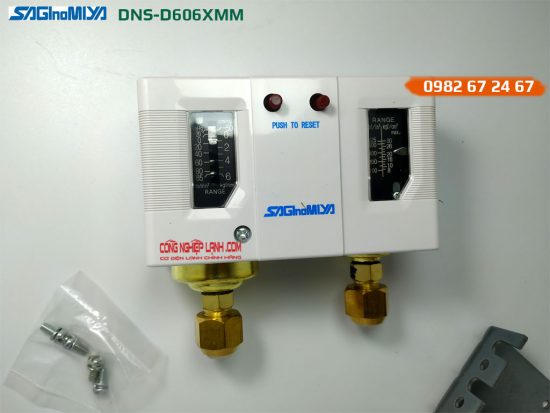 DNS-D606XMM - Công tắc áp suất đôi SAGINOMIYA - 2 nút reset