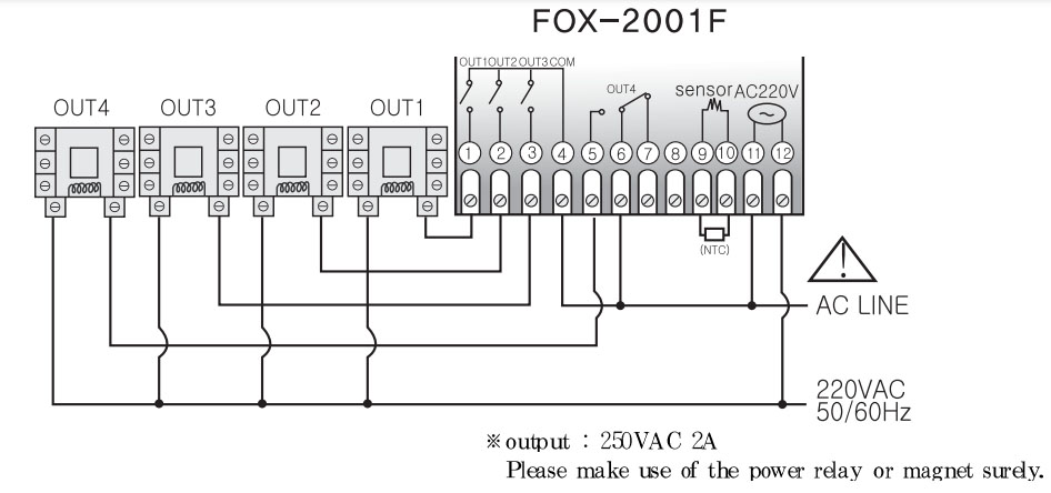 Sơ đồ đấu nối bộ điều khiển nhiệt độ FOX-2001F